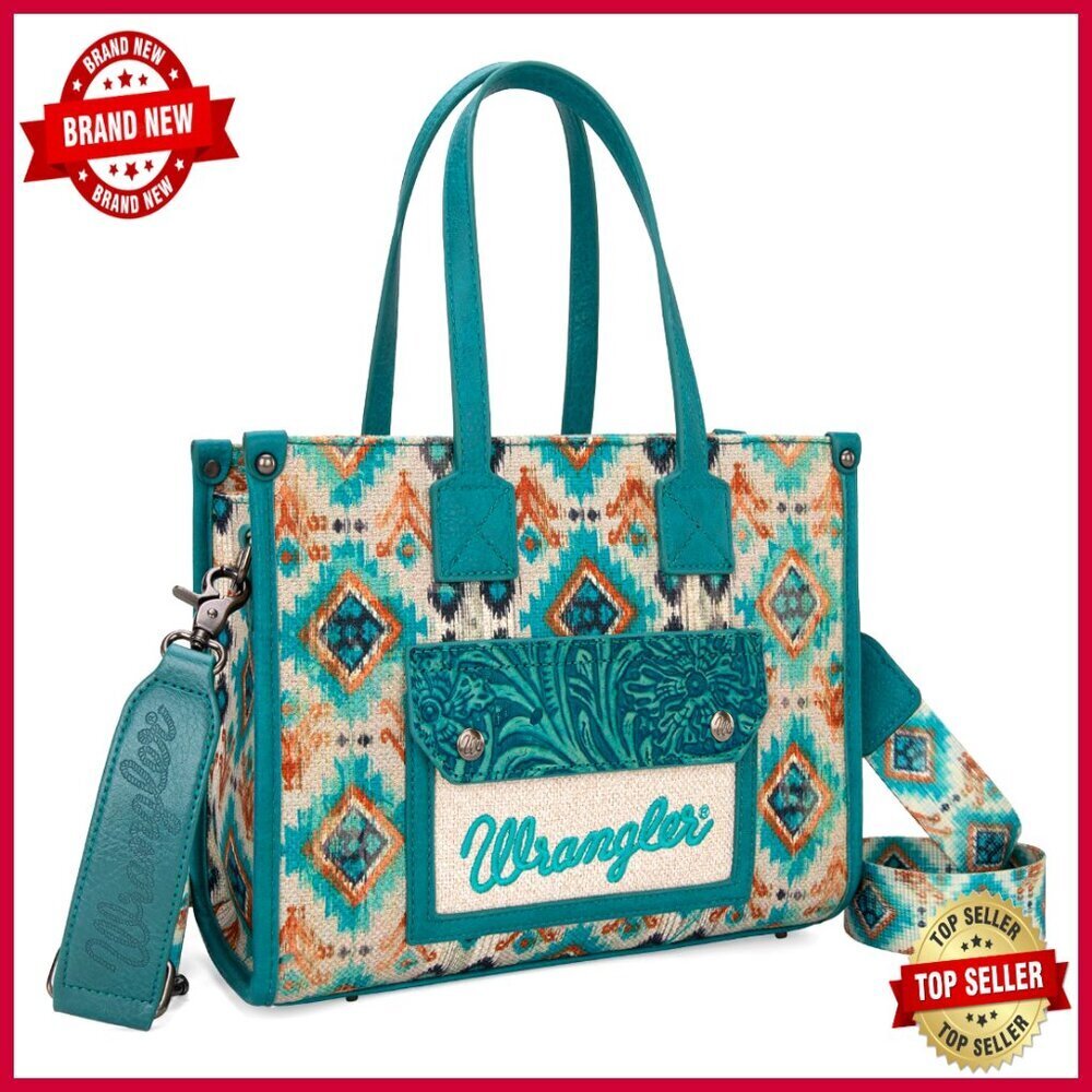 Medium Canvas Tote Bag with Crossbody Strap and Multiple Pockets
